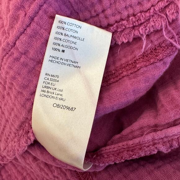 Free People Beach Day Magenta Frayed Hem Henley Pullover Top Oversized Small - Picture 7 of 11